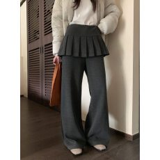 批发2025秋冬新款韩系叠穿假两件休闲微喇裤屁帘<b class='q'>裙裤</b>加绒<b class='q'>长</b>裤女
