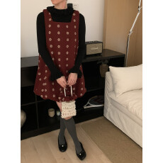 批发圣诞新年<b class='q'>套装</b>红色背心连衣裙秋冬季打底衫韩系发圈三件套