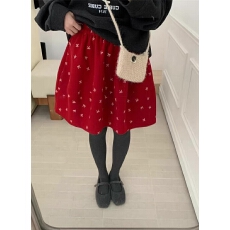 批发2025冬季蝴蝶结五分裙拼接时尚质感遮肉松紧腰口袋欧货百搭韩0050