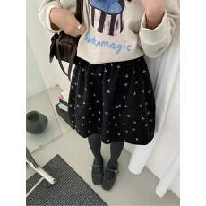 批发2025冬季蝴蝶结五分裙拼接时尚质感遮肉松紧腰口袋欧货百搭韩0050