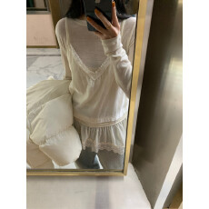 批发2026早春新款温柔<b class='q'>丝绒</b>蕾丝吊带➕天丝针织打底<b class='q'>套装</b>