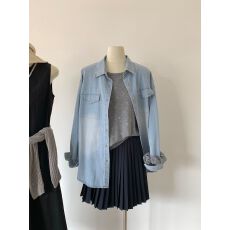 批发实拍～<b class='q'>韩国</b>衬衫女26春季新长袖<b class='q'>牛仔</b>上衣