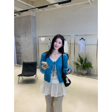 批发韩系穿搭针织系带开衫<b class='q'>外套女</b>2026春季新款温柔风气质百搭圆领上衣