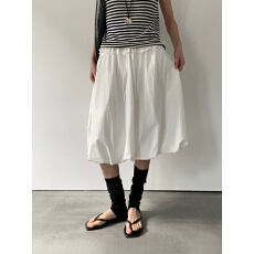 26夏上新简韩花边系带松紧腰花苞半身裙