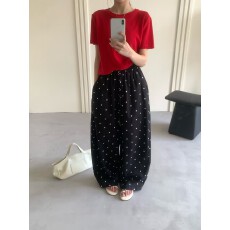 批发实拍“<b class='q'>亚麻</b>波点百搭神<b class='q'>裤</b>”全松紧不挑身材百搭夏日必备休闲<b class='q'>裤</b>