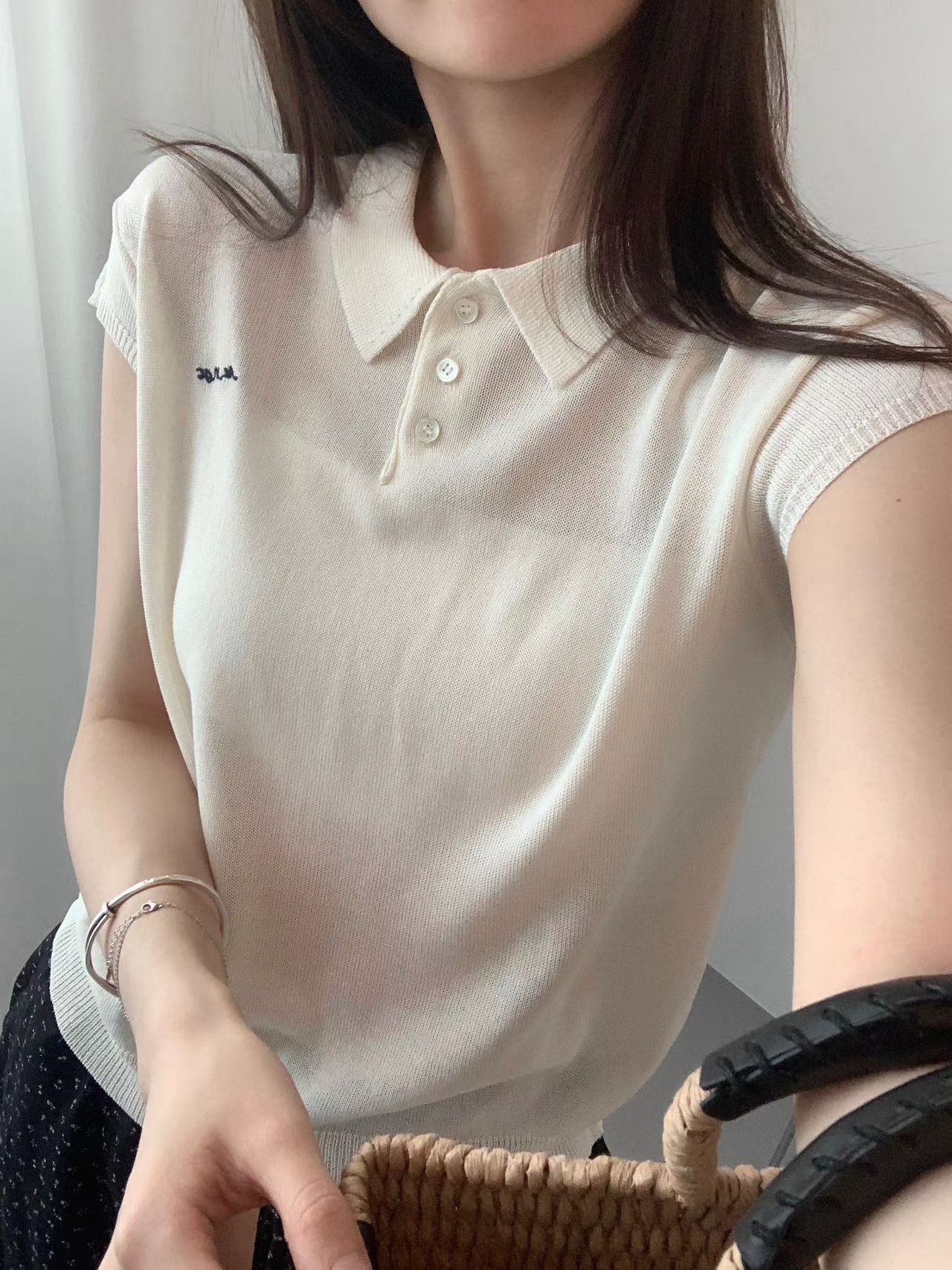 실사 여름 켜기 새로운 학원 캐주얼 신선함 POLO 칼라 자수 반팔 티셔츠