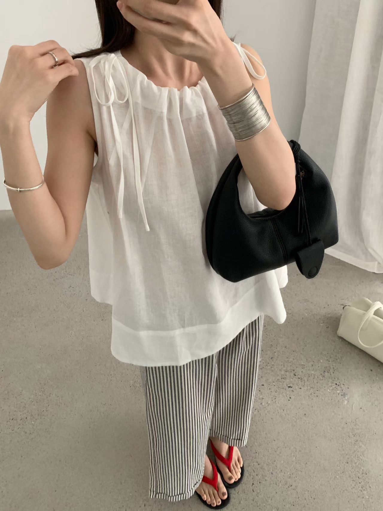 실사 26 여름 켜기 새로운 ins 미니멀리즘 펌프 로프 조끼