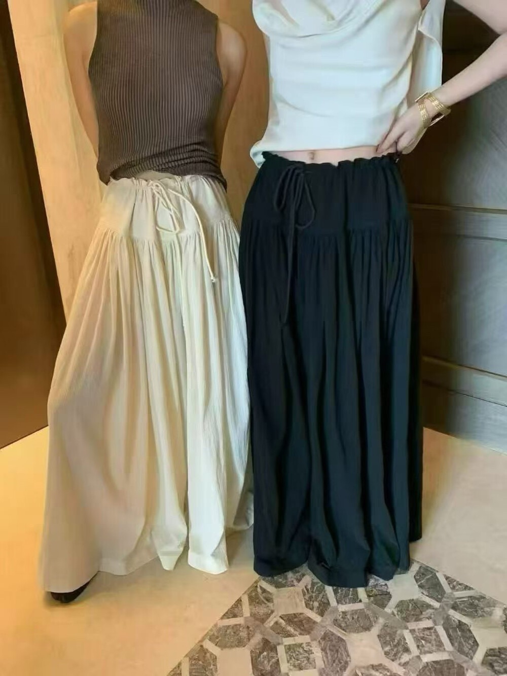 화난 푸시 2026 여름 켜기 새로운 슈퍼 편안함 ~ 중 주간 실크 마 면 넓은 다리 도루 센스 통기성 펌프 로프 캐주얼 바지