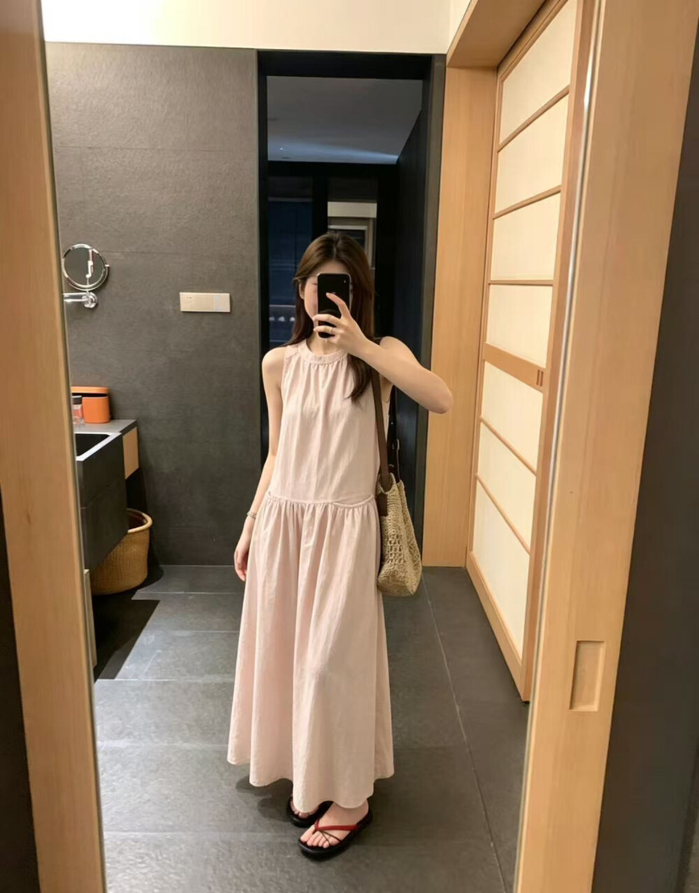 여름 켜기 새로운 한 부서 디자인 센스 행침 목 느긋한 품격 민소매 조끼 스커트 드레스