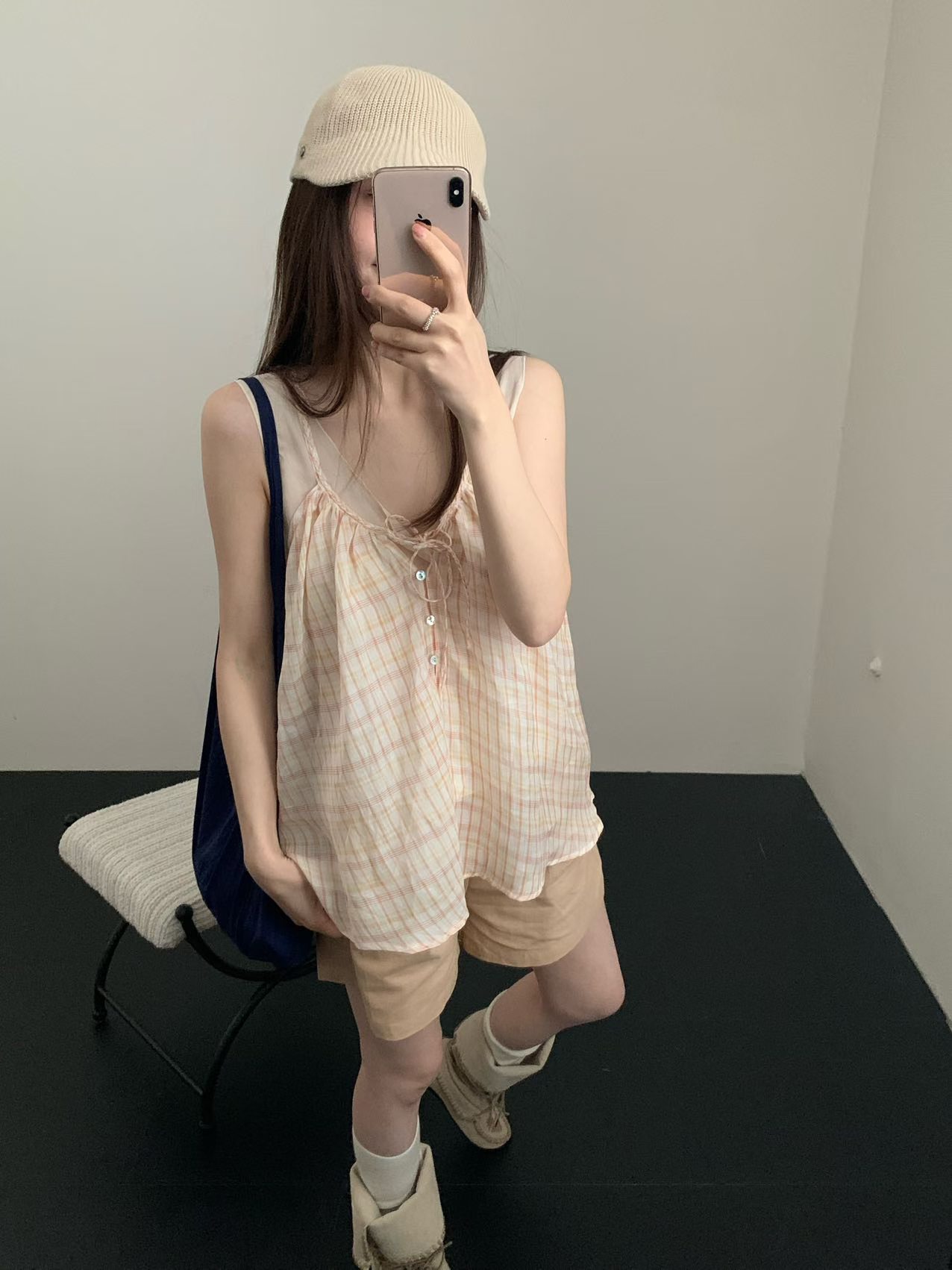 실사 26 년 여름 켜기 새로운 프랑스식 달콤함 꽃무늬 레이스업 루즈핏 쇼트 스타일 조끼
