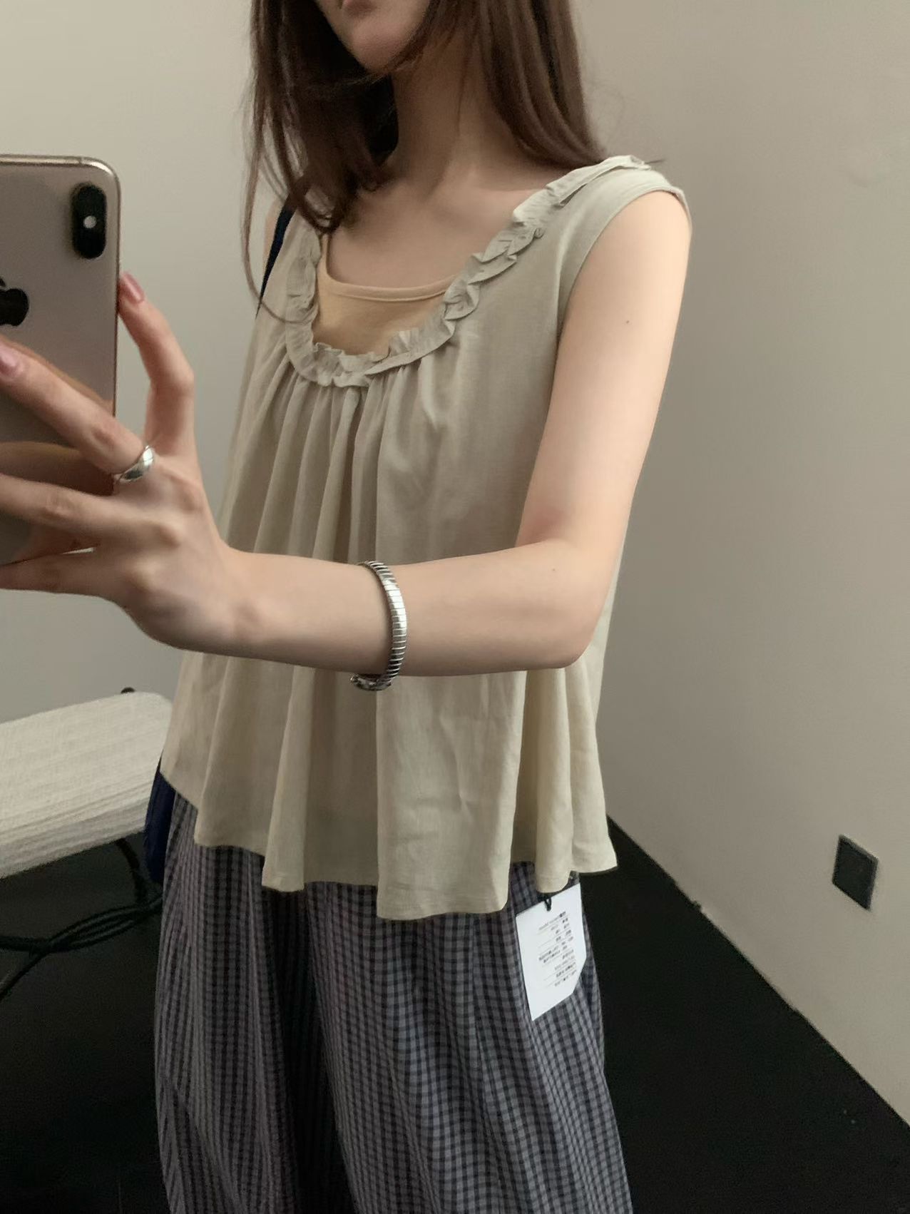 실사 여름 켜기 새로운 한 부서 미니멀리즘 얇은 스타일 다용도 민소매 조끼 사실 두 조각 여성 세트 여름