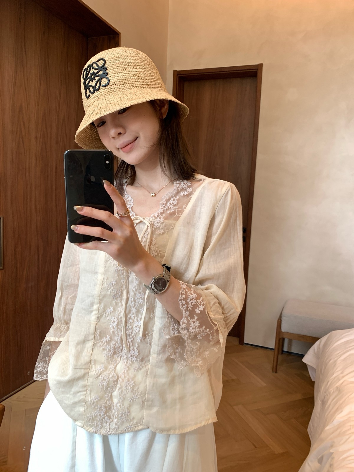 여름 켜기 새로운 한 표준 품격 미니멀리즘 일본식 라미 레이스 조각 레이스업 작은 셔츠