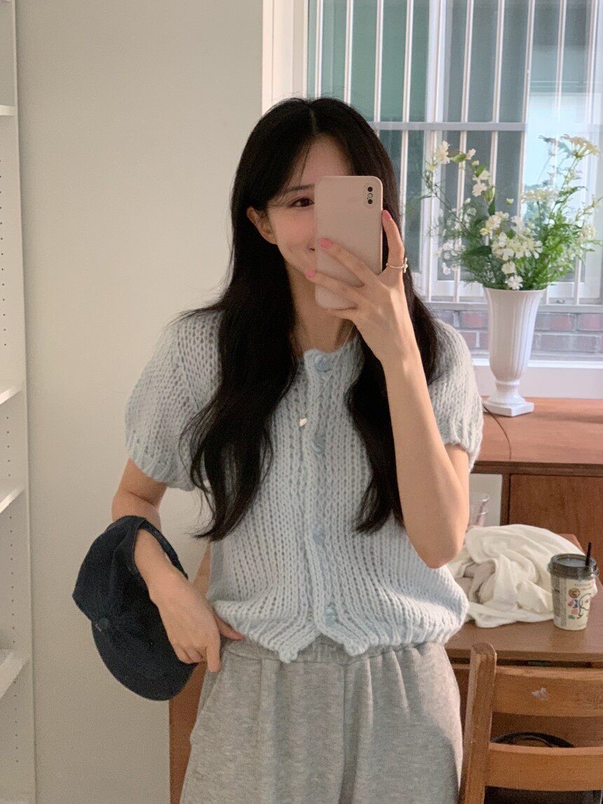 26 이른 가을 켜기 새로운 한 부서 디자이너 섹션 달콤함 연령 감소 질감 작은 대중 쇼트 스타일 니트 오픈 가디건 여성