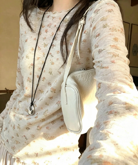 26 년 가을 켜기 새로운 한 여성 달콤함 연령 감소 프릴 꽃무늬 만나는 긴팔 티셔츠