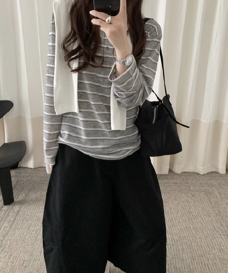 가을 켜기 새로운 한 부서 스트라이프 다용도 출퇴근 긴팔 티셔츠