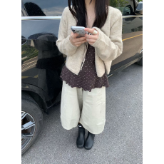 批发实拍26冬上新！韩系简约休闲百搭系带针织开衫➕波点花边吊带套装