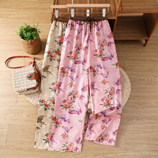 批发2026夏季新款天丝<b class='q'>裤</b>哈伦<b class='q'>碎花</b>女痞雅新中式直筒女装阔腿<b class='q'>裤</b>子