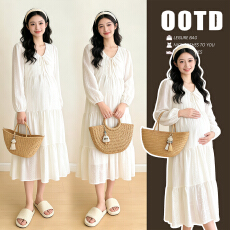 批发实拍~<b class='q'>孕妇装</b>春季新款2026韩版简约时尚宽松版大码刺绣<b class='q'>长袖</b>连衣裙