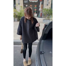 批发<b class='q'>欧洲站</b>2025秋季新款韩系休闲百搭宽松中长款时尚圆领纯色上衣潮