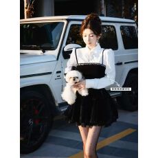 批发小雨姐姐语柔衬衣时尚娃娃领收腰显瘦打底内搭衬衫<b class='q'>连衣裙</b>两件套