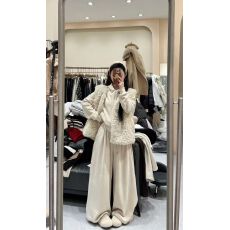 批发25冬季韩系羊羔毛保暖摇粒绒马甲套装女加绒加厚卫衣卫裤三件套装