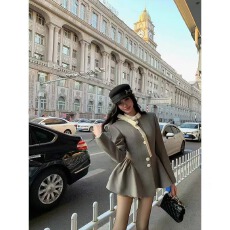 批发小香风法式名媛轻奢羽绒两件套装裙2025秋冬季新款毛呢<b class='q'>连衣裙</b>短裤