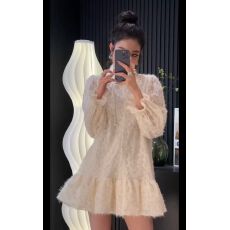 批发法式复古Polo领白色<b class='q'>衬衫</b>连衣裙2024新款<b class='q'>蕾丝</b>喇叭袖娃娃裙休闲短裙