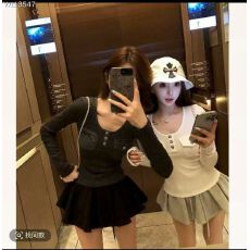 批发复古拼接打底<b class='q'>上衣</b>内搭口袋拉链修身长袖显瘦针织衫+南瓜<b class='q'>裤</b>裙套<b class='q'>装</b>