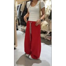 批发<b class='q'>韩版</b>2025冬季新款设计感加绒U领打底短袖T恤+红色休闲裤套装女潮