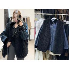 批发25新款设计感复古蓝色加绒加厚<b class='q'>牛仔</b><b class='q'>衬衫</b>搭配羊羔毛马甲套装