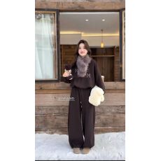 批发韩系字母印花卫衣高腰半身裙两件套女冬新款通勤加绒配毛领<b class='q'>套装</b>