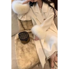 批发毛茸茸呢子高级感超好看中长款收腰韩版气质毛呢<b class='q'>外套</b>