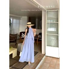 批发飘逸背心+长裙淑女气质简约套装2026初春套装