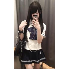 批发波点鬼怪长柄领结校供感学生jk制服领带搭配小物半身裙三件套