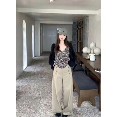 批发蕾丝豹纹吊带内搭叠穿气质背心上衣薄款短款外套上衣<b class='q'>休闲</b>裤三件套