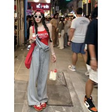 批发2026春减龄气质百搭休闲背带灰色<b class='q'>连体裤</b>背心两件套