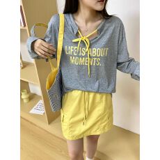 批发休闲抽绳字母印花天丝<b class='q'>长袖</b>防晒T恤衫女夏季新款半身裙<b class='q'>两件套</b>