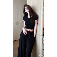 2026慵懒随性显瘦高弹短袖T恤休闲裤舒适套装