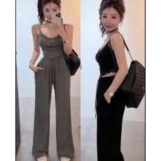 批发磨毛蕾丝美背背心小吊带女2026新款内搭打底上衣外穿休闲裤两件套