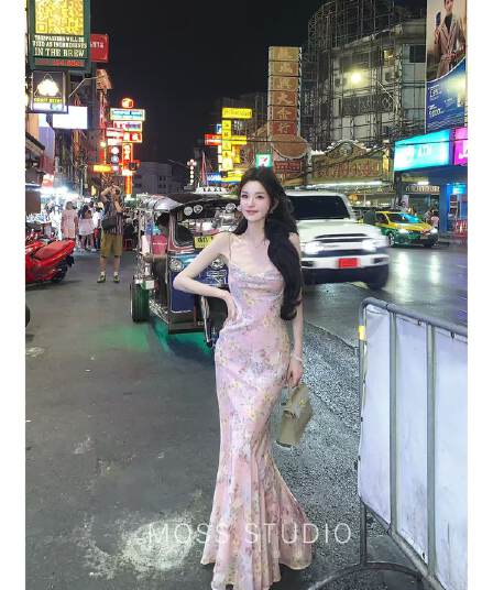 봄 안개 꽃 리플 새로운 중식 흔들다 칼라 플라워 재료 슬립 인어 꼬리 여성 드레스 품격 롱 스커트