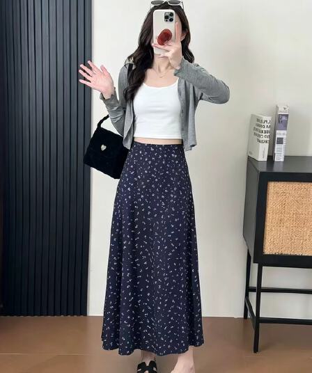 달콤한 자매 바람 우유 씽 하는 소리 레이스 조각 캐미솔 외부 가져 가라. 오픈 가디건 하이웨이스트 도루 센스 꽃무늬 반신 치마 세트