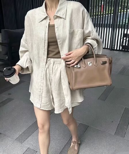캐주얼 작은 대중 세트 POLO 칼라 반팔 여성 셔츠 캐미솔 여름 와이드 레그 팬츠 한 부서 착용 가져 가라. 3종 세트