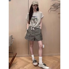 批发韩系松弛感<b class='q'>时尚</b>休闲套装女夏季小狗印花短袖T恤工装短裤两件套女