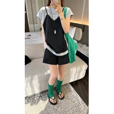 批发韩版拼接<b class='q'>蕾丝</b>假两件拼色短袖T恤女夏季新款宽松显瘦<b class='q'>短裤</b>两件套装