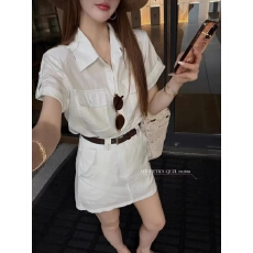 批发老钱风翻领短袖衬衫+半身裙两件套女<b class='q'>欧洲站</b>2026夏季新款时尚<b class='q'>套装</b>