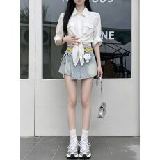 批发白色设计感小众宽松薄款<b class='q'>长袖</b><b class='q'>衬衫女</b>显瘦防晒上衣夏半身裙两件套