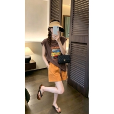 批发松紧腰气质休闲<b class='q'>短裤</b>女夏季A字阔腿抽绳弹性热裤棉T两件套