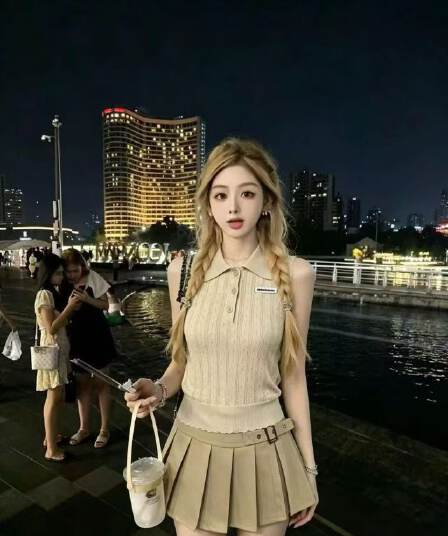 POLO 셔츠 니트 반팔 티셔츠 여성 여름 한국 스타일 배색 뒤집다 슬림해 보이는 칼라 폴로 칼라 맨위 반신 스커트 투피스 세트