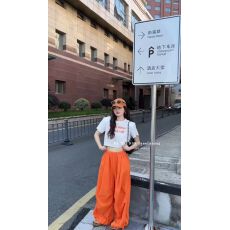 批发26夏季新款韩版字母印花<b class='q'>短袖</b><b class='q'>T</b><b class='q'>恤</b>短款+显瘦阔腿裤<b class='q'>两件</b>套套装