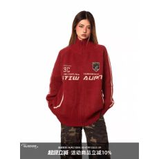 批发美式复古<b class='q'>街头</b>针织开衫外套男女同款秋冬宽松潮牌毛衣外套潮